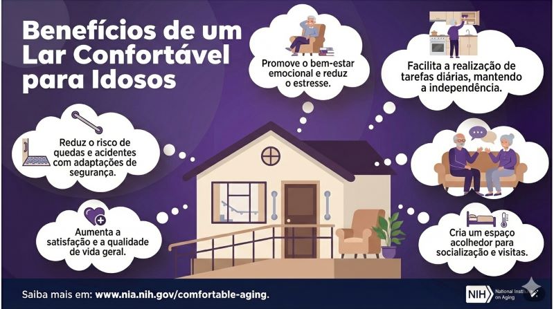 Infográfico que mostra os benefícios e um lar confortável